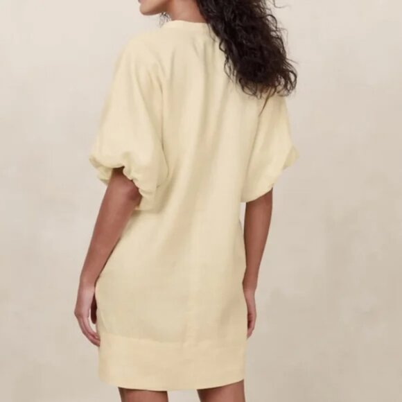 NWT! Banana Republic Yellow Livia Linen Mini Dress, Size M - Picture 3 of 4